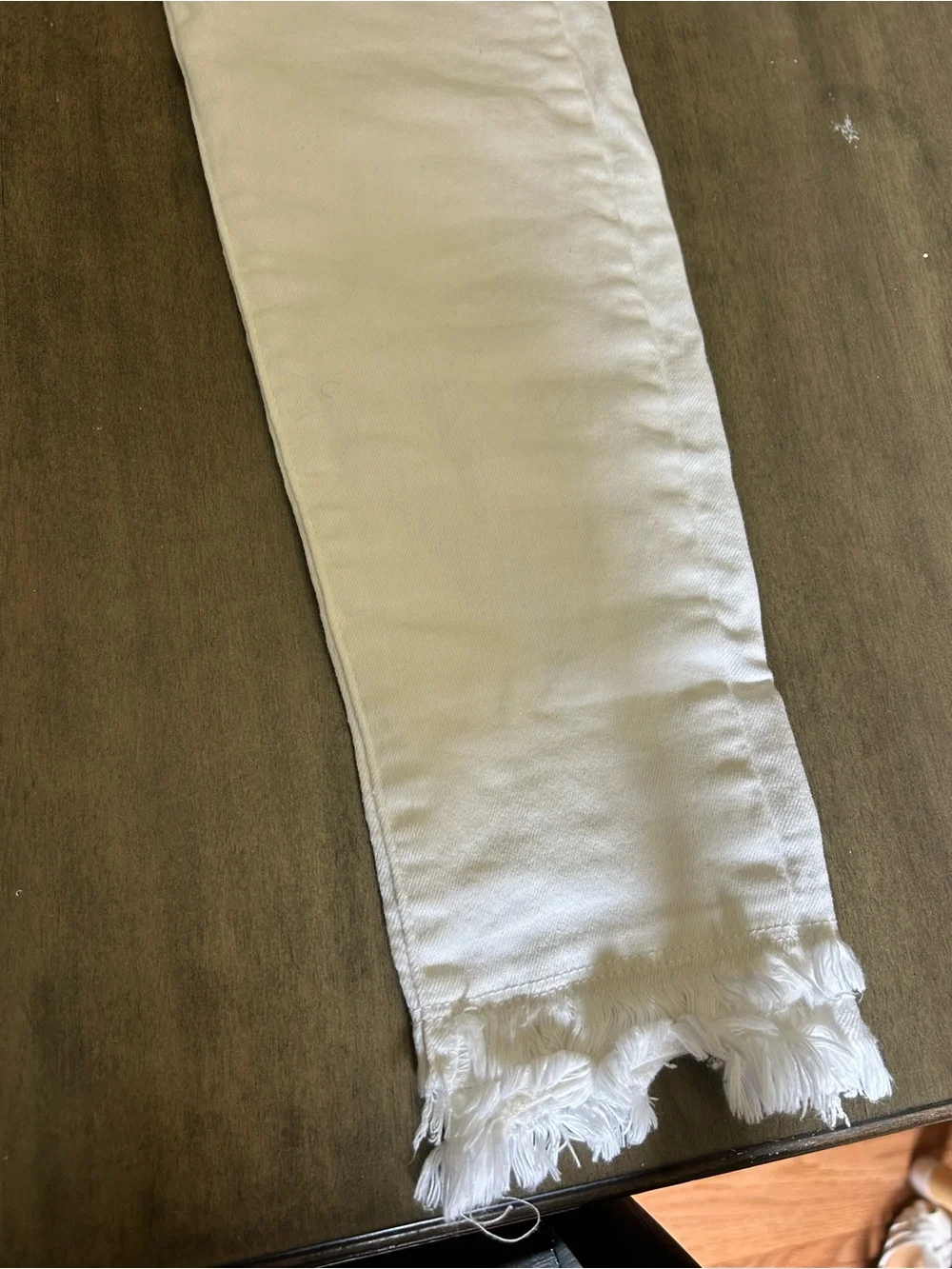 Mud Pie Girls Cream White Skinny Jeans with Frayed Hem